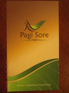 Singapore Indonesian meal restaurant card