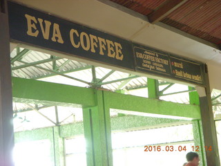 Indonesia - bus ride to Borabudur - coffee stop - Eva Coffee sign