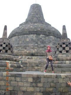 Indonesia - Borobudur temple - Buddha inside bell exposed