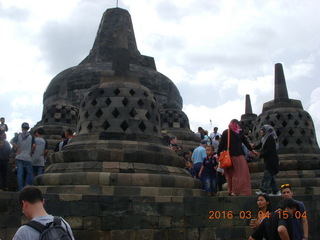 Indonesia - Borobudur temple - exposed Buddha inside bell