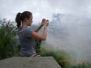Indonesia - Mighty Mt. Bromo - young lady taking a picture