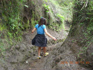 Indonesia - Mighty Mt. Bromo - Bobbi hiking down to Sea of Sand