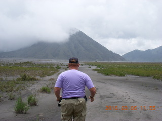 Indonesia - Mighty Mt. Bromo - Bobbi hiking down to Sea of Sand