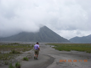 Indonesia - Mighty Mt. Bromo - Bobbi hiking down to Sea of Sand