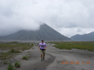 Indonesia - Mighty Mt. Bromo - Bobbi hiking down to Sea of Sand