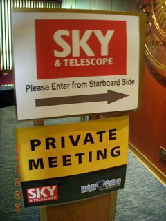 Sky and Telescope Private Meeting sign