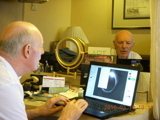 Volendam at sea - Irish Andy editing a picture