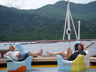 119 99b. Matt and Bobbi on Volendam with komodo behind