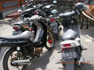 Indonesia - Bali - temple at Klungkung - motorcycles