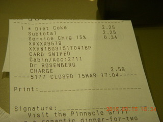 30 99f. one of many diet coke receipts