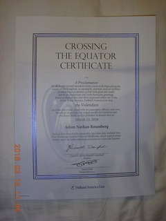 Crossing the Equator Certificate +++