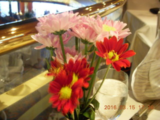 Rotterdam Dining Room on gala night - flowers