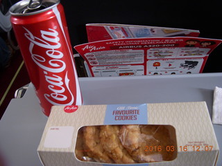 Air Asia flight to Kuala Lumpur - coke and cookies