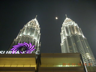 Malaysia - Kuala Lumpur food tour - twin Petronas towers with moon