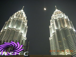 Malaysia - Kuala Lumpur food tour - twin Petronas towers with moon