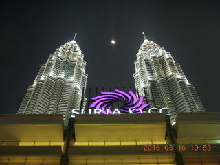 Malaysia - Kuala Lumpur food tour - twin Petronas towers with moon