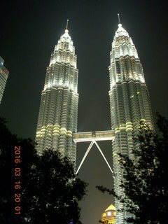 Malaysia - Kuala Lumpur food tour - twin Petronas towers with moon