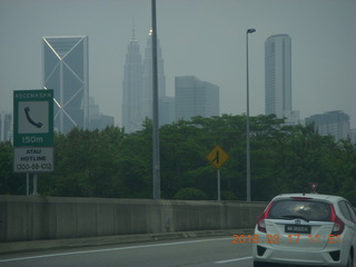 Malaysia - Kuala Lumpur - drive back from hike - twin Petronas towers