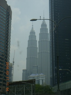 Malaysia - Kuala Lumpur - drive back from hike - twin Petronas towers