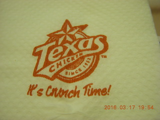 Malaysia - Kuala Lumpur - Texas Chicken - It's Crunch Time - napkin