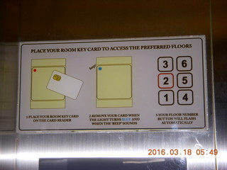 Geo Hotel room key code for elevator