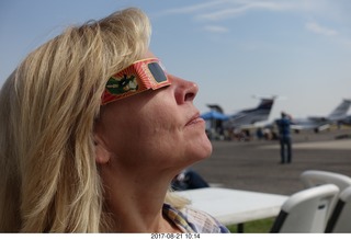 Riverton Airport - Kim watching the eclipse