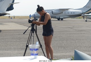 Riverton Airport - lady taking eclipse pictures