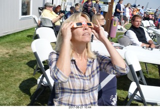 91 9sm. Riverton Airport - Kim watching the eclipse
