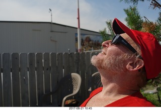 93 9sm. Riverton Airport - Adam watching the eclipse