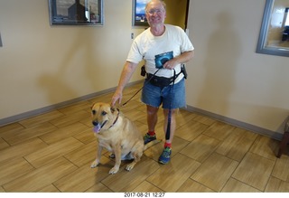 100 9sm. Casper Airport - Adam with a huge dog