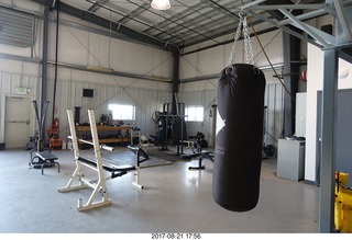 123 9sm. Rock Springs Airport  - weight room in the hangar