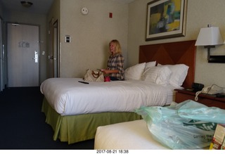 Rock Springs - Kim in our hotel room