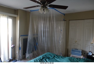 working on my drywall after a roof leak