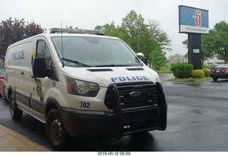police van at Motel 6