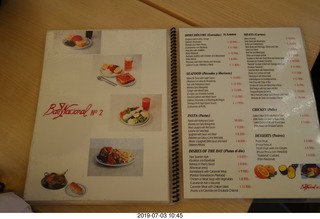 100 a0f. Chile - Santiago tour - restaurant - menu