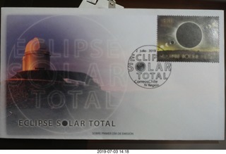 Chile - Santiago tour - first day of issue solar eclipse stamp