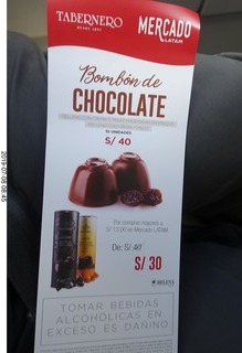 79 a0f. flight from Cusco to Lima - chocolate advertisement