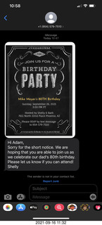 Mike Meyer 80th birthday party invitation