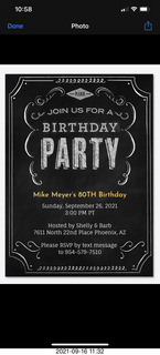 Mike Meyer 80th birthday party invitation