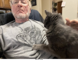 didi got me a new t-shirt with cat and glasses + my cat Devin