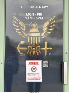 10 a1f. Navy recruiting - weapons prohibited