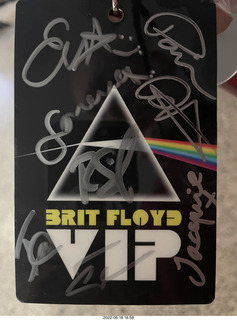 Comerica Theater - Brit Floyd - my autographed VIP badge