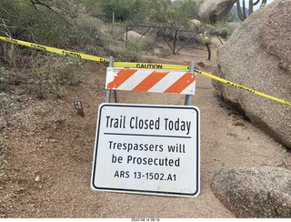 Pinnacle Peak trail closed