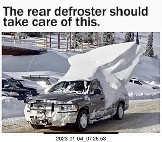 Facebook - the rear defroster should take care of this snow