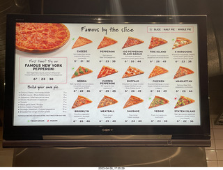 320 a1s. New Zealand - Auckland - New York pizza menu