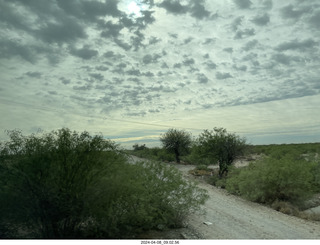 20 a24. Torreon - drive to eclipse site with cloudy skies