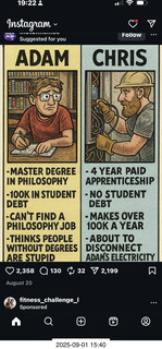 Facebook - Adam college vs. Chris learning a trade