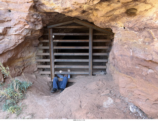 141 a2q. Utah - Mineral Canyon hike - mine - Tyler entering