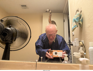 before concert, cat Pickle on my back