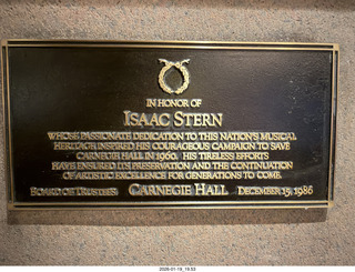 New York City - Manhattan - Carnegie Hall  - Isaac Stern sign